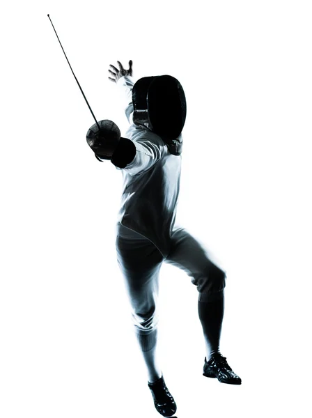 Man fencing silhouette — Stock Photo, Image