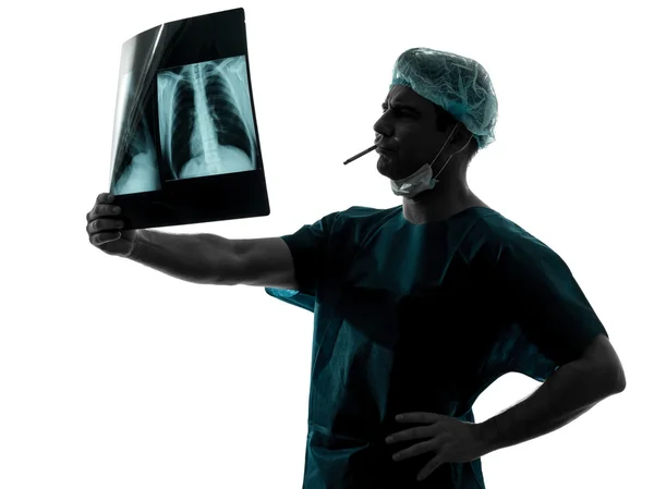 Doctor surgeon smoking man silhouette — Stock Photo, Image