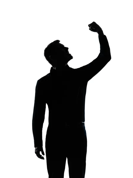 One business man angry fisting up silhouette — Stock Photo, Image