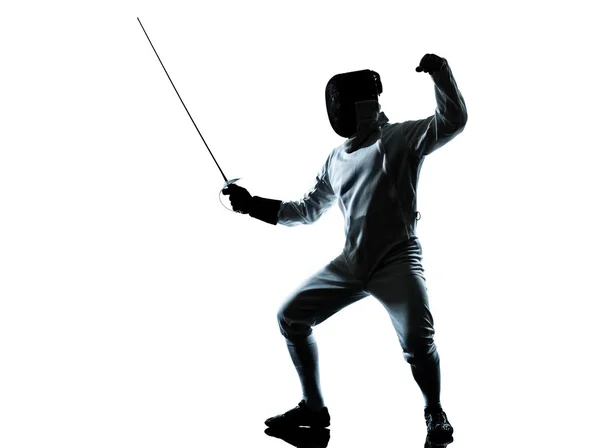 Man fencing silhouette — Stock Photo, Image