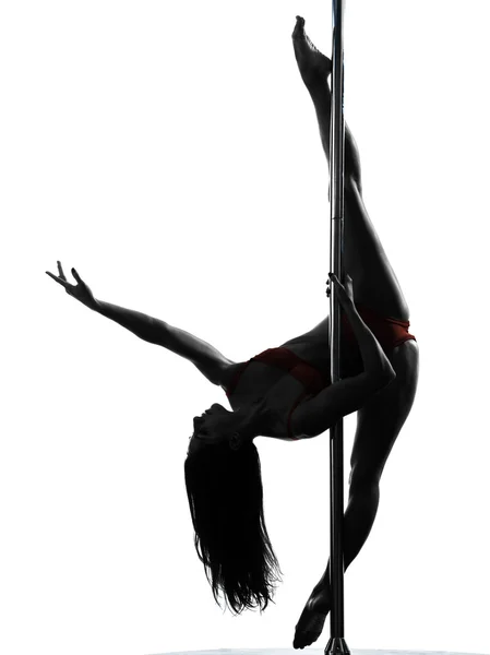 Kadın pole dancer siluet — Stok fotoğraf