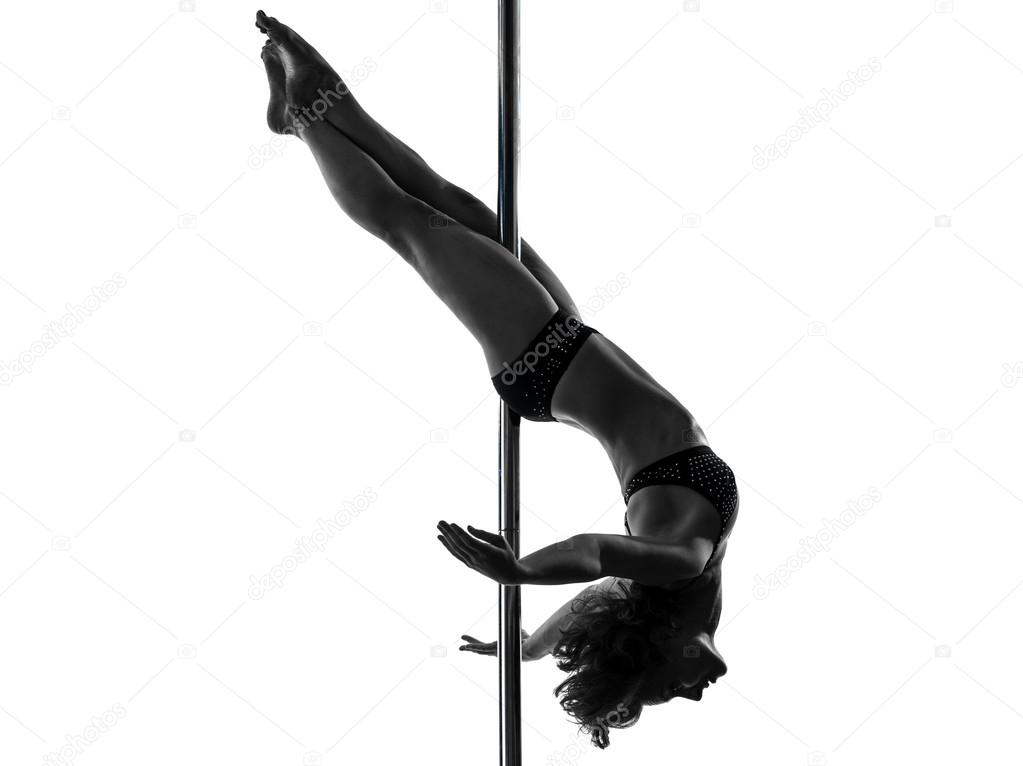 woman pole dancer crossed knee pose silhouette