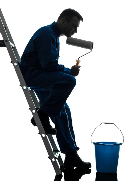 Man house painter worker worker silhouette — Stock Photo, Image