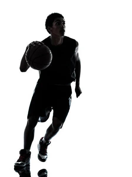 篮球运动员剪影 — 图库照片