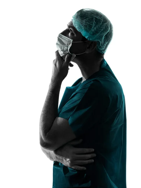 Doctor surgeon man portrait with face mask silhouette — Stock Photo, Image