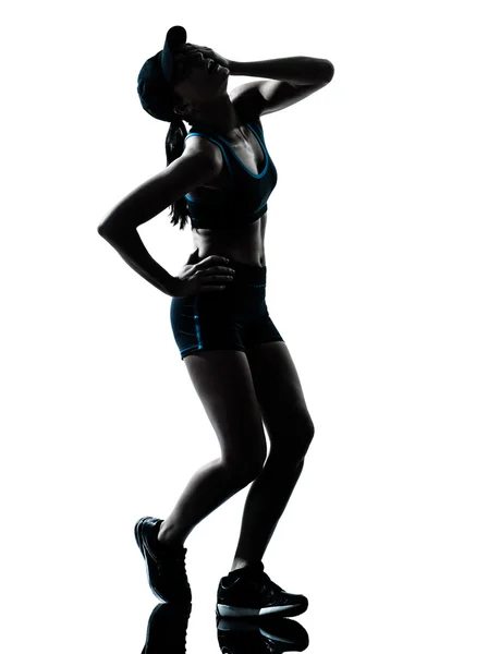 Kadın atlet jogger nefes nefese yorgun — Stok fotoğraf