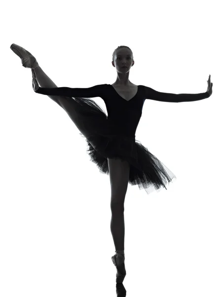 Genç kadın balerin bale dansçı siluet — Stok fotoğraf