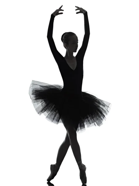 Mladá žena balerína baletní tanečník tančit silueta — Stock fotografie