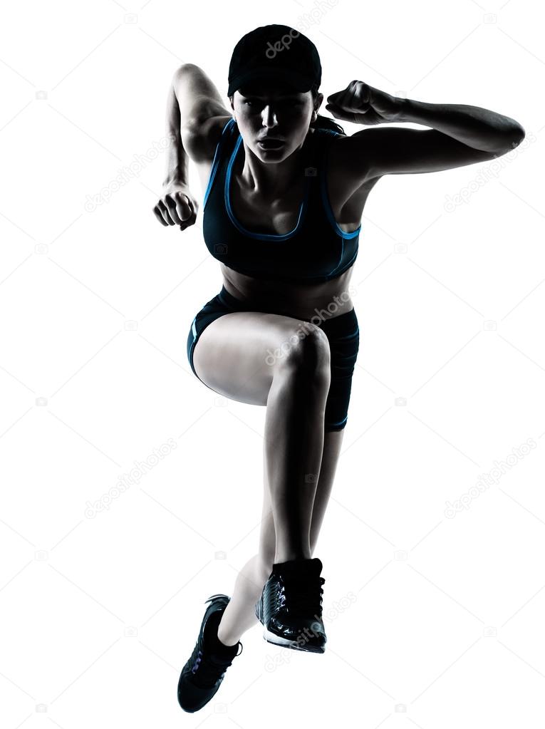 woman runner jogger jumping silhouette