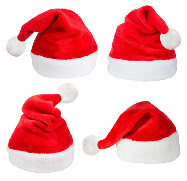 Conjunto de sombreros rojos de Santa Claus — Foto de Stock