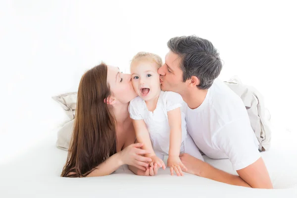 Bed familie — Stockfoto