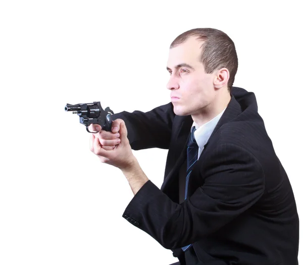 Professioneller Mann mit Waffe — Stockfoto