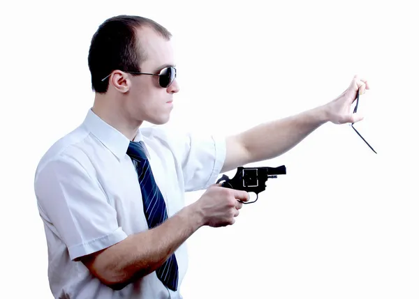 Homem profissional com arma — Fotografia de Stock
