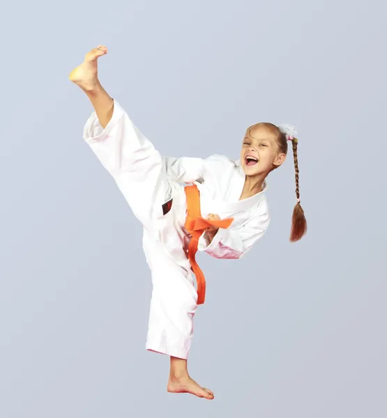 Cheerful girl karate — Stock Photo, Image