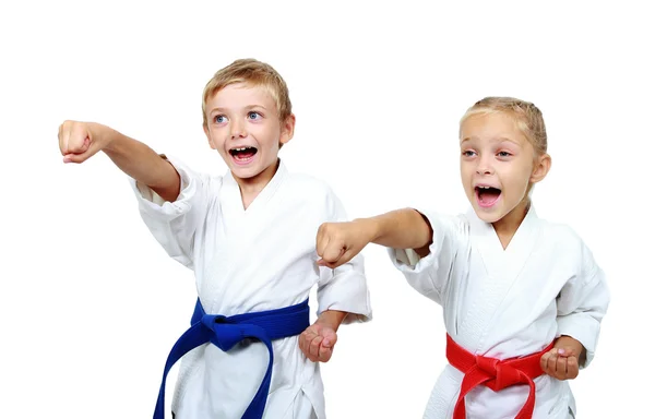 Sporting brother and sister hit a punch arm — Stock Photo, Image