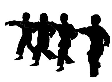 dört çocuk bir yumruk kol vurdu