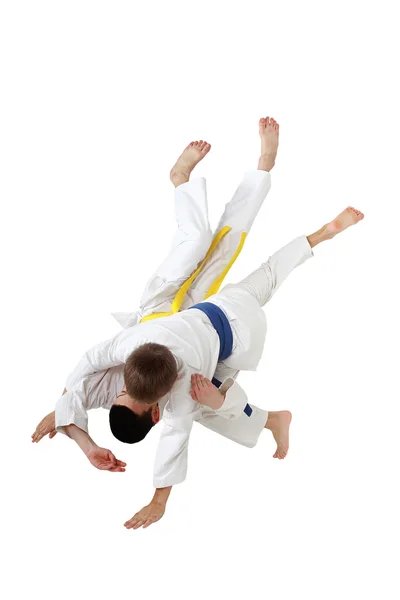 Professional judo throw in the performance of young athletes — Stock Photo, Image