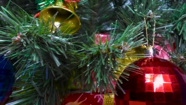 Ano Novo Cartão Vídeo Decorações Árvore Natal Presentes Close — Vídeo de Stock