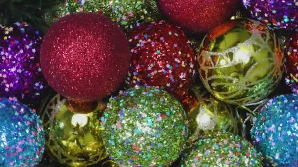Décorations Noël Décorées Multicolores Tournent Cercle — Video