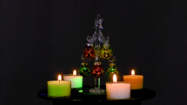 Christmas Tree Surrounded Christmas Candles — Stock Video