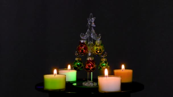 Árbol Navidad Rodeado Velas Navidad — Vídeo de stock