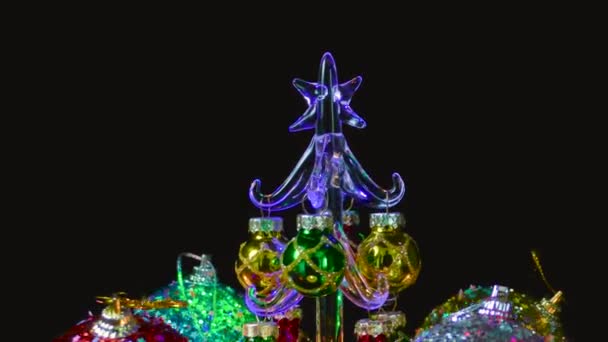 圣诞贺卡闪烁着圣诞的光芒 被新年的属性环绕着 — 图库视频影像