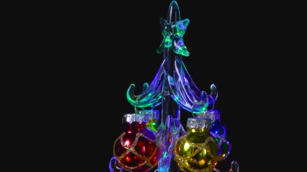 Kartu Natal Kecil Pohon Natal Dikelilingi Oleh Lilin Dan Bola — Stok Video