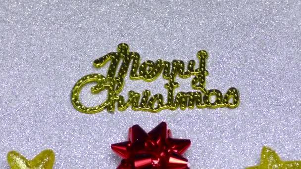 Natale Movimento Lettering Festivo Decorazioni Natalizie Vicino — Video Stock