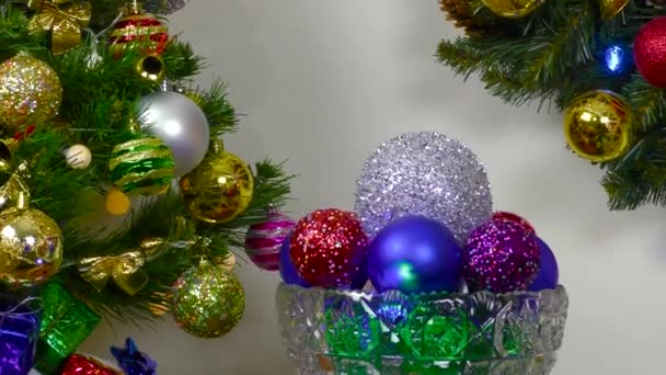 Vase Balls Christmas Tree Burning Candles — Stok video