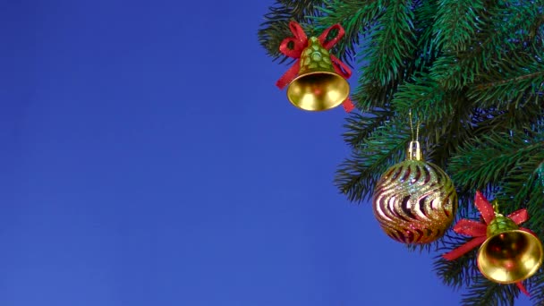 Fundo Azul Ramo Com Decorações Natal Croma Chave — Vídeo de Stock
