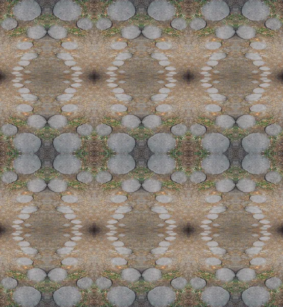 Sömlösa pattern.wooden cirklar, gräs, jord. — Stockfoto