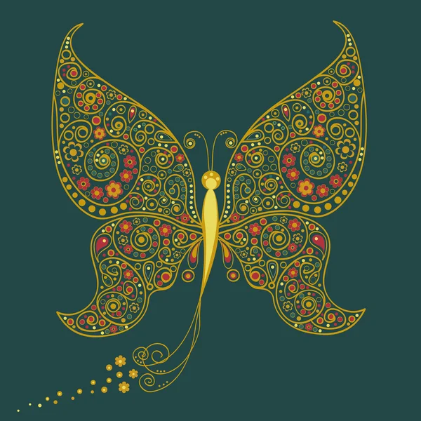 Butterfly in Indian style — Stock Vector