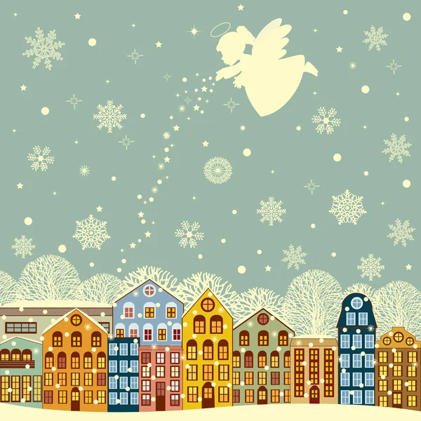 Winter in the city — Stock Vector