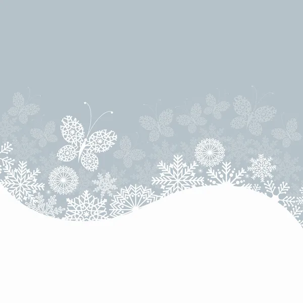 Mariposa y copo de nieve — Vector de stock