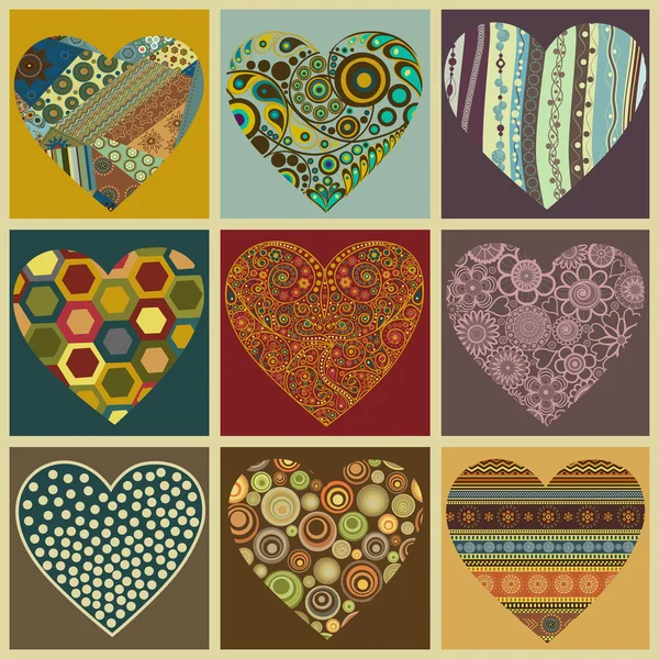 Set corazones de San Valentín — Vector de stock