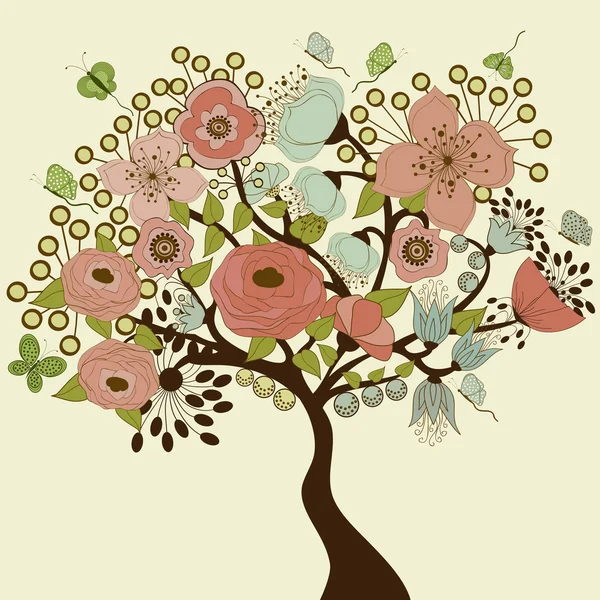 Árbol floreciente — Vector de stock