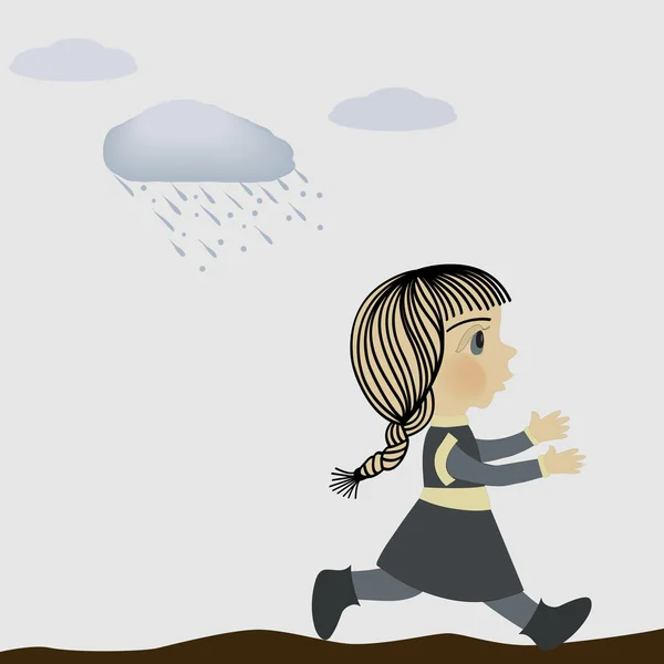 Κορίτσι και βροχή — Διανυσματικό Αρχείο