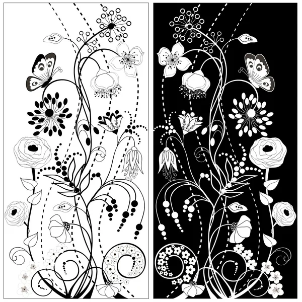 Black and white flowers — Stock Vector