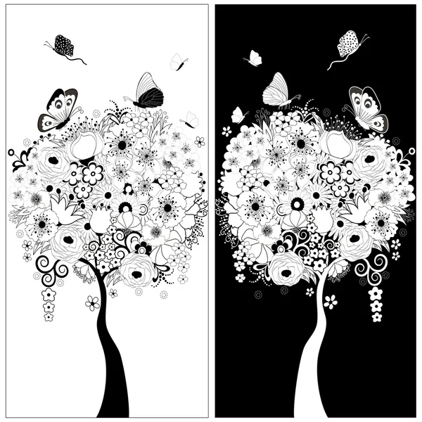 Black and white trees — Stock Vector