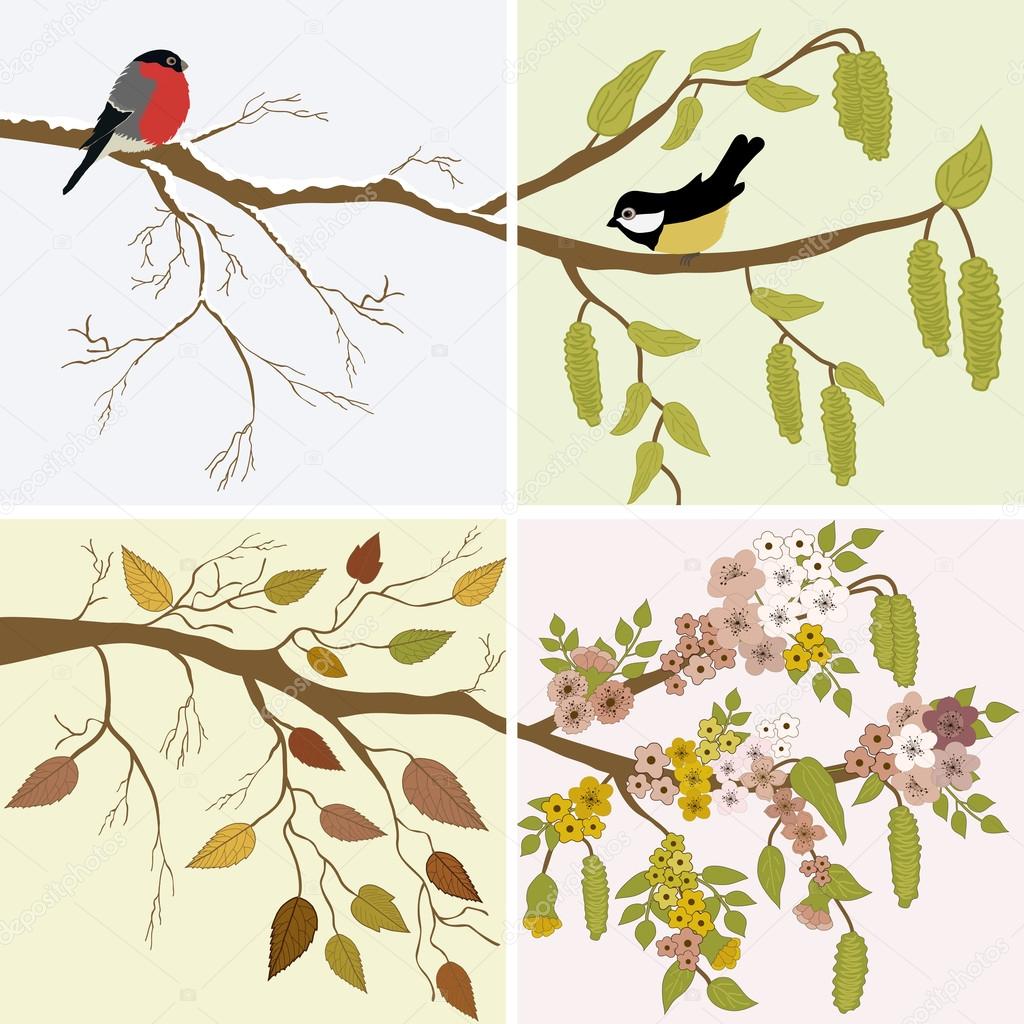 Four seasons- spring, summer, autumn, winter Stock Illustration by ...