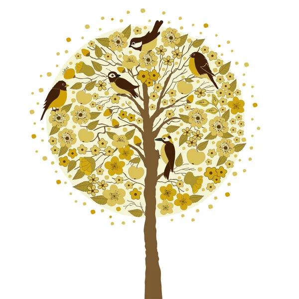 Arbres et oiseaux — Image vectorielle