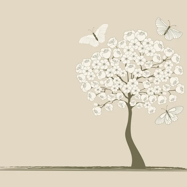 Árbol floreciente — Vector de stock