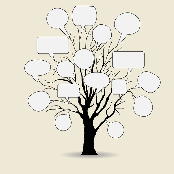 Árvore abstrata com bolha de fala — Vetor de Stock