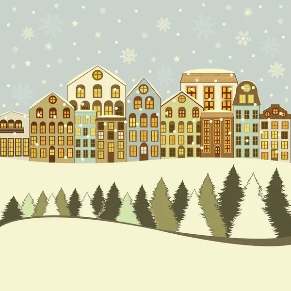 Zima domy Boże Narodzenie — Wektor stockowy