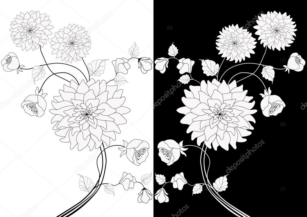 Flores blancas y negras vector, gráfico vectorial © rodicabruma imagen  #33368583