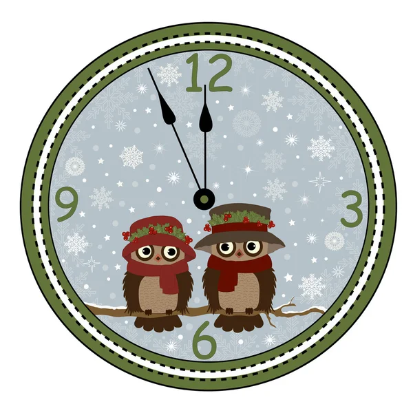 Owls clock — Stock Vector
