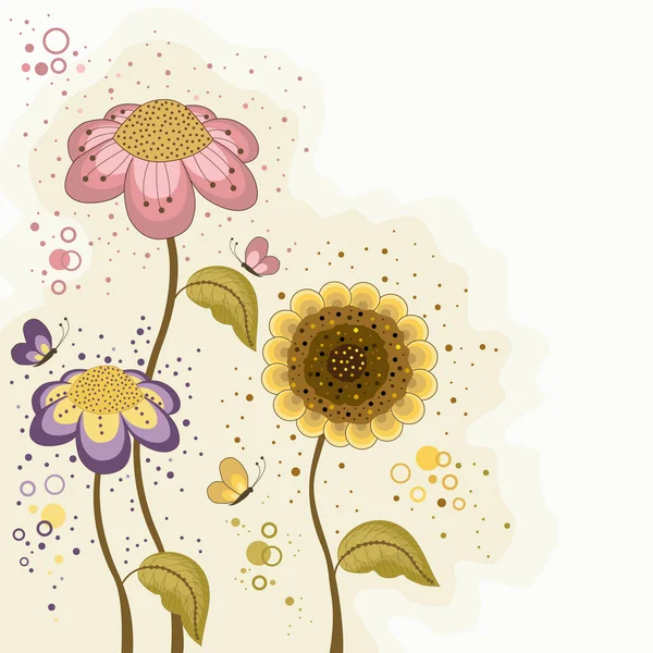花与蝴蝶 — 图库矢量图片