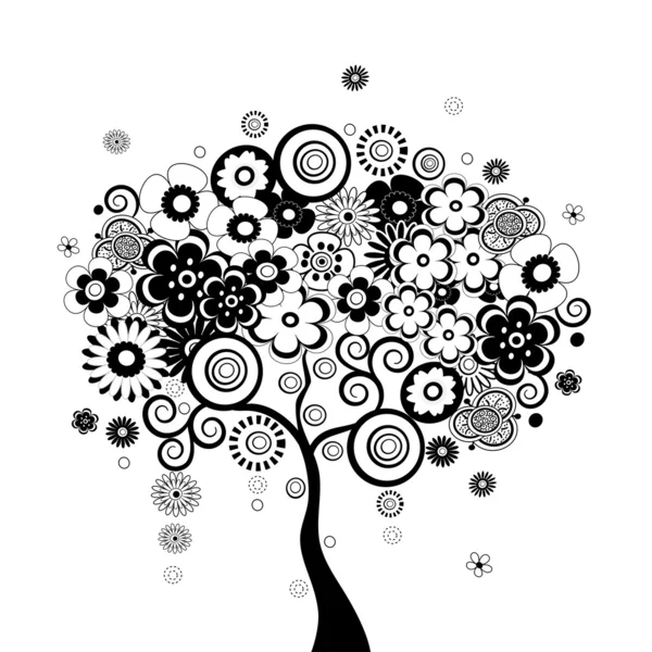 Black and white tree — Stock Vector