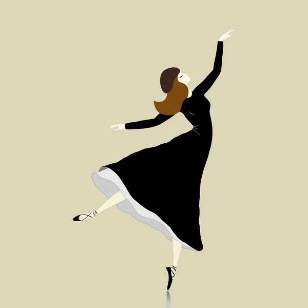 Belle danseuse en robe noire — Image vectorielle