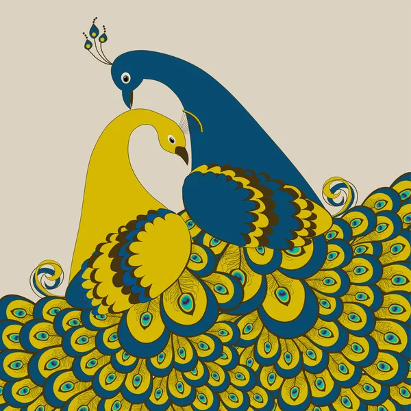 様式化された孔雀のペア — ストックベクタ